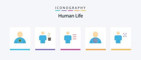 pacote de ícones humano plano 5, incluindo humano. corpo. análise. bloqueado. humano. design de ícones criativos vetor