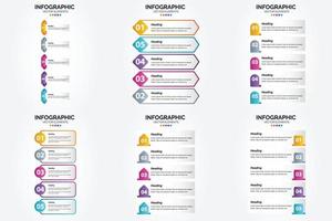 conjunto de design plano de infográficos de ilustração vetorial para folheto publicitário e revista vetor