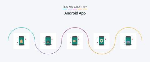 Android app flat 5 icon pack incluindo aplicativo. navegação. aplicativo. localização. aplicativo vetor