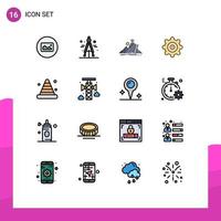16 ícones criativos, sinais e símbolos modernos de bloqueio pessoal de para-choque de estrada, configuração de elementos de design de vetores criativos editáveis
