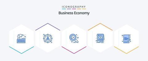 economia 25 pacote de ícones azuis, incluindo economia. bloco de anotações. economia. dinheiro. bancário vetor