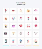 pacote de ícones planos do dia 25 das mulheres criativas, como feminino. dia. mulheres. mulheres. proposta vetor
