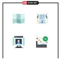 grupo de 4 ícones planos modernos definidos para vídeo de localização black friday call bed elementos de design de vetores editáveis