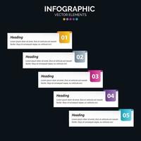 O vetor de design de infográficos de 5 etapas e o marketing podem ser usados para o layout do fluxo de trabalho