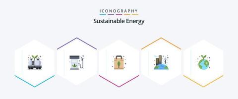 pacote de ícones planos de energia sustentável 25, incluindo vento. renovável. gás. energia. natureza vetor