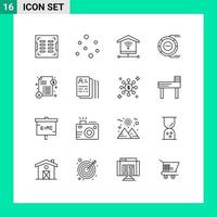 conjunto de esboço de interface móvel de 16 pictogramas de diagrama de recursos de internet de empréstimo de pagamento elementos de design de vetores editáveis