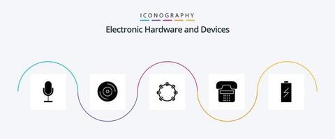 pacote de ícones de glifo 5 de dispositivos, incluindo telefone. contato. áudio. comunicação. pandeiro vetor