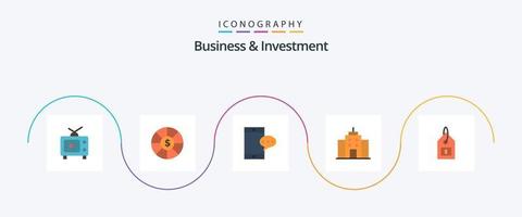 pacote de ícones plana de 5 negócios e investimentos, incluindo interface. dólar. conversando. marcação. escritório vetor