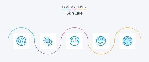 pacote de ícones de pele azul 5, incluindo osso. seco. cuidados com a pele. dermatologia. ferida na pele vetor