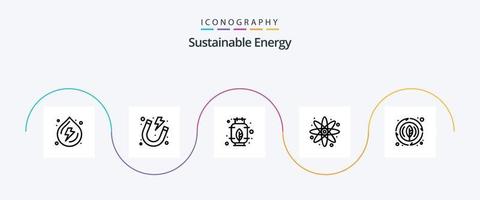 pacote de ícones da linha 5 de energia sustentável, incluindo planta. folha. energia. energia. energia vetor