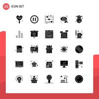 25 ícones criativos, sinais e símbolos modernos de sino, calculadora de internet, elementos de design de vetores cibernéticos editáveis