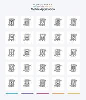 aplicativo móvel criativo 25 pacote de ícones de esboço, como gps. aplicativo. alarme. Móvel. aplicativo vetor