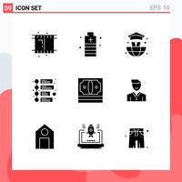 9 ícones criativos, sinais modernos e símbolos de dinheiro, mundo empresarial, marketing, elementos de design de vetores editáveis