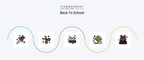 de volta à linha escolar preenchida com 5 ícones planos, incluindo . Educação. livro. saco. Educação vetor