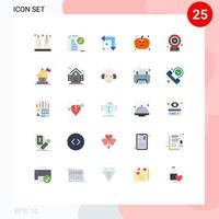 Pacote de cores planas de 25 interfaces de usuário de sinais e símbolos modernos de geo abóbora office halloween para baixo elementos de design de vetores editáveis