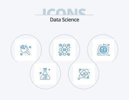 design de ícones do pacote 5 de ícones azuis de ciência de dados. refazer. círculo. procurar. relatório. diagrama vetor