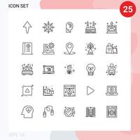 conceito de 25 linhas para sites móveis e aplicativos enviados elementos de design de vetores editáveis de tecnologia sem fio de mente de negócios