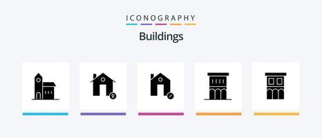 Pacote de ícones de glifo 5 de edifícios, incluindo casa. arquitetura. localização. percentagem. Estado. design de ícones criativos vetor