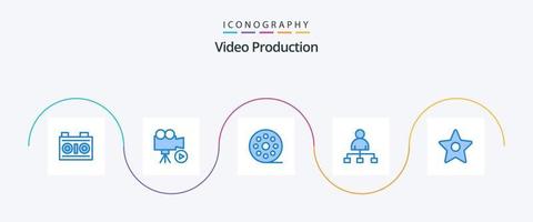 pacote de ícones azul 5 de produção de vídeo, incluindo marcador. filme. vídeo. cinema. multimídia vetor