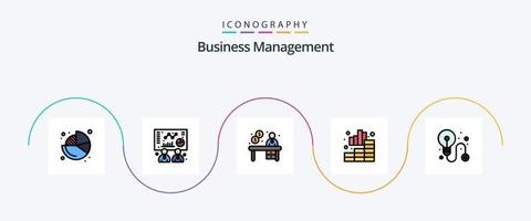 linha de gerenciamento de negócios cheia de pacote de 5 ícones planos, incluindo processo. o negócio. contato. gráfico. o negócio vetor