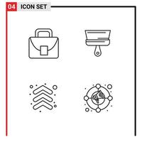 4 ícones criativos sinais e símbolos modernos de setas de bolsa direção de pincel de pintura global elementos de design de vetores editáveis