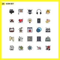 25 ícones criativos sinais e símbolos modernos de fones de ouvido de música de vidro de som mineiro elementos de design de vetores editáveis