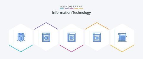 tecnologia da informação 25 pacote de ícones azul, incluindo cofre. criptografia. notificação. phishing. Conecte-se vetor