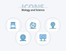 design de ícones do pacote de 5 ícones azuis de biologia. teorema da biologia. bioquímica. Fórmula. biologia. átomo vetor