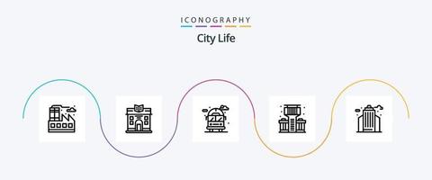pacote de ícones da linha 5 da vida na cidade, incluindo . prédio. ônibus. vida. Barra vetor