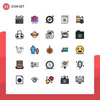 25 interface do usuário linha cheia pacote de cores planas de sinais e símbolos modernos do programa de internet adicionar elementos de design de vetores editáveis de aplicativo de arquivo