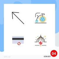 4 ícones planos universais definidos para pagamentos de seta de aplicativos móveis e da web grande inspiração masjid elementos de design de vetores editáveis