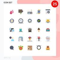 25 ícones criativos sinais e símbolos modernos de configurações do navegador engrenagem de otimização de computador elementos de design vetoriais editáveis vetor