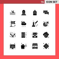 pacote de interface do usuário de 16 glifos sólidos básicos de bolhas de conversa bolha de páscoa leia elementos de design de vetores editáveis