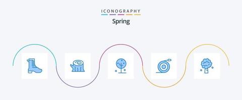 pacote de ícones de primavera azul 5, incluindo árvore. tubo. florescendo. fluxo. natureza vetor