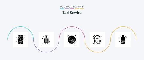 pacote de ícones de glifo 5 de serviço de táxi, incluindo água. super. viagem. Apoio, suporte. roda vetor