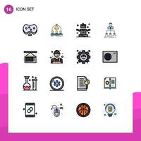 16 ícones criativos, sinais e símbolos modernos de experiência de trabalho em equipe em grupo, elementos de design de vetores criativos editáveis