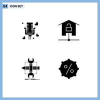 conjunto de 4 sinais de símbolos de ícones de interface do usuário modernos para falar, construir kit de casamento, desenvolver elementos de design de vetores editáveis