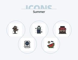 linha de verão cheia de ícones do pacote 5 design de ícones. gelo. oculos de sol. de praia. mar. de praia vetor
