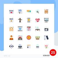 conjunto de 25 sinais de símbolos de ícones de interface do usuário modernos para pesquisa discurso comunicação social on-line elementos de design de vetores editáveis