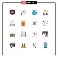 conjunto moderno de 16 cores planas e símbolos, como grupo de investimento de usuário gráfico, pacote editável de elementos de design de vetores criativos