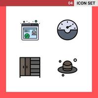 4 interface de usuário pacote de cores planas de linha cheia de sinais e símbolos modernos de elementos de design de vetores editáveis de pais de mobília http brim