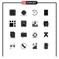 conjunto moderno de pictograma de 16 glifos sólidos de logotipo de edição de imagem iphone móvel elementos de design de vetores editáveis