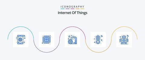 internet das coisas pacote de ícones azul 5 incluindo digitalização. futuro. saco. termômetro. cuidados de saúde vetor