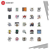 25 ícones criativos, sinais e símbolos modernos de elementos de design de vetores editáveis de celebração de móveis de documento