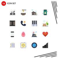 conjunto moderno de pictograma de 16 cores planas de saco de compras de ioga de aplicativo on-line de porta pacote editável de elementos de design de vetores criativos