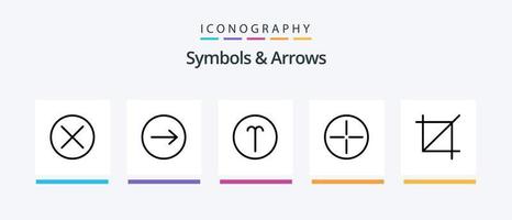 símbolos e setas linha 5 pacote de ícones incluindo . pra cima. deixei. transporte. Setas; flechas. design de ícones criativos vetor