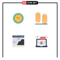 conjunto de pictogramas de 4 ícones planos simples de interface de tempo timmer calçado foto elementos de design de vetores editáveis