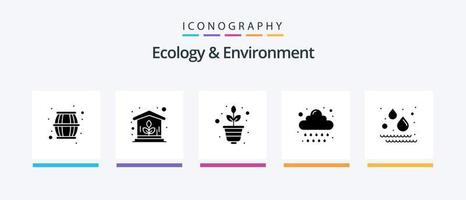 ecologia e ambiente glyph 5 pacote de ícones incluindo a natureza. clima. natureza. verão. chuva. design de ícones criativos vetor
