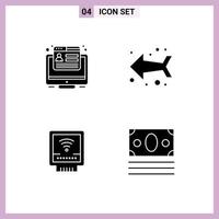 4 interface do usuário pacote de glifos sólidos de sinais e símbolos modernos de conversão encanador direção da web comércio eletrônico elementos de design de vetores editáveis