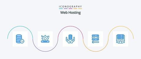 pacote de ícones azul 5 de hospedagem na web, incluindo web. definições. configuração. servidor. seguro vetor